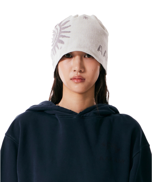 Sun Jacquard Beanie (White)