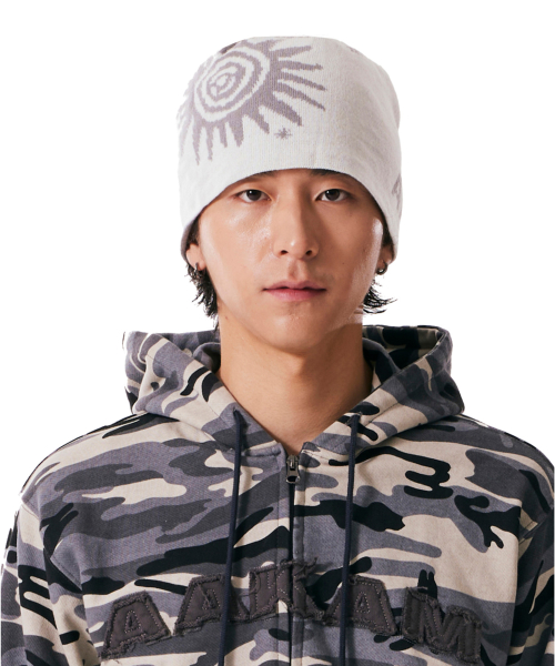 Sun Jacquard Beanie (White)
