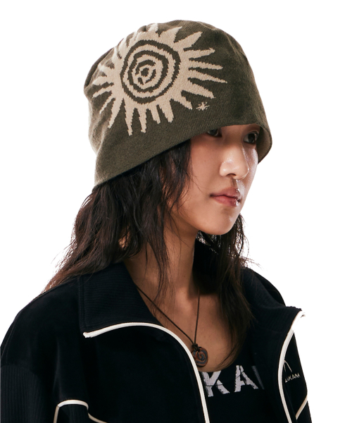 Sun Jacquard Beanie (Khaki)