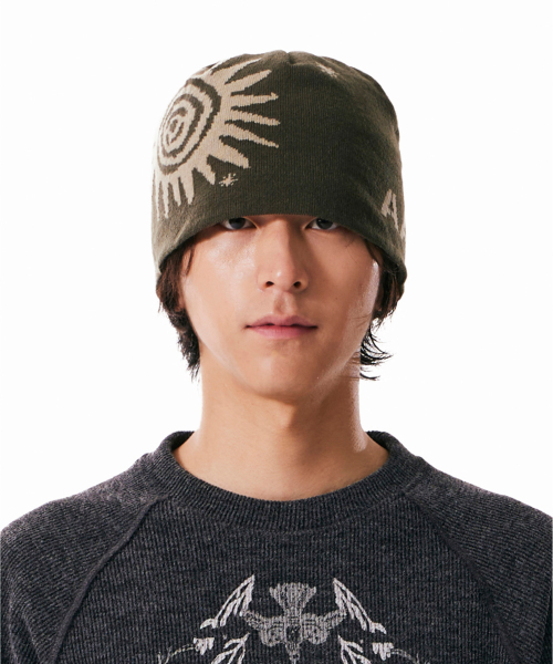 Sun Jacquard Beanie (Khaki)