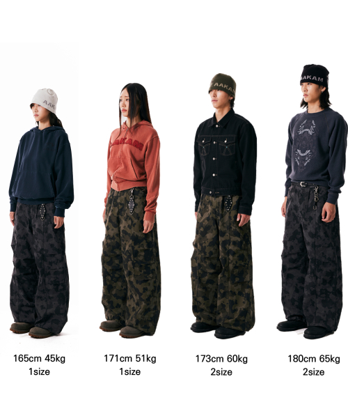 Knee Pin-tuck Camouflage Twill Pants (Khaki)