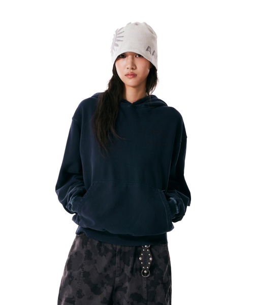 Distressed Flag Printed Hoodie (Dark Blue)