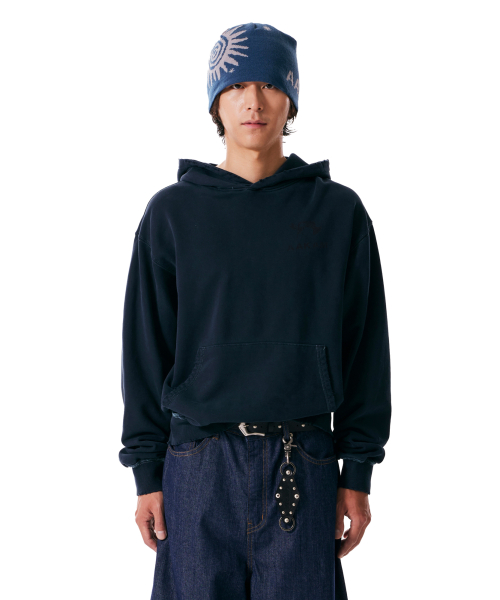 Distressed Flag Printed Hoodie (Dark Blue)