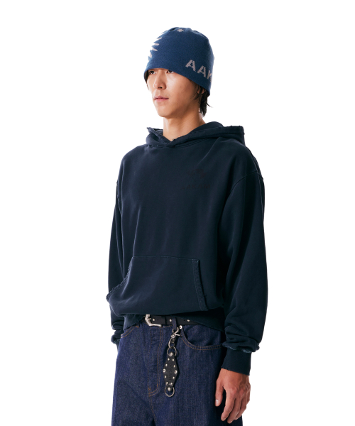 Distressed Flag Printed Hoodie (Dark Blue)