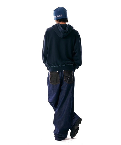 Distressed Flag Printed Hoodie (Dark Blue)