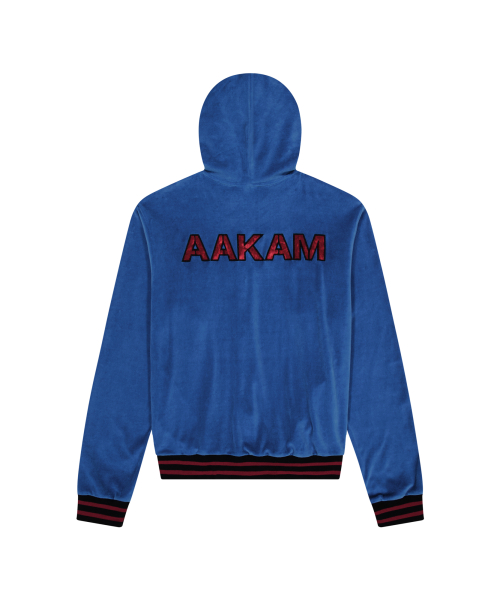 98 Patch Velour Zip-Up Hoodie (Blue)