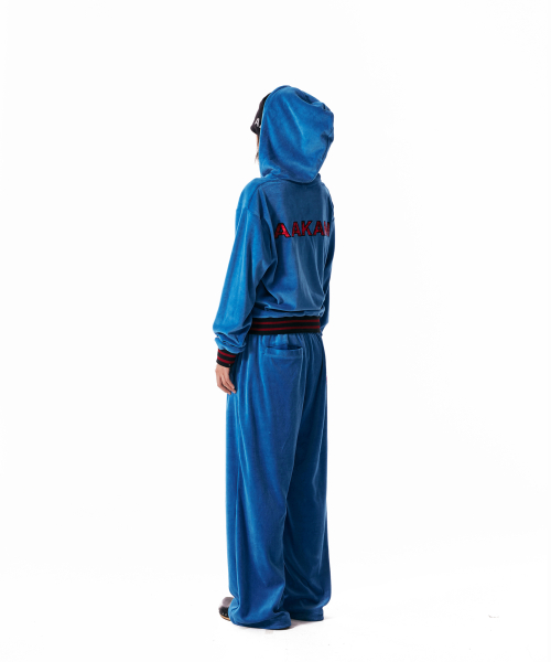 98 Patch Velour Zip-Up Hoodie (Blue)