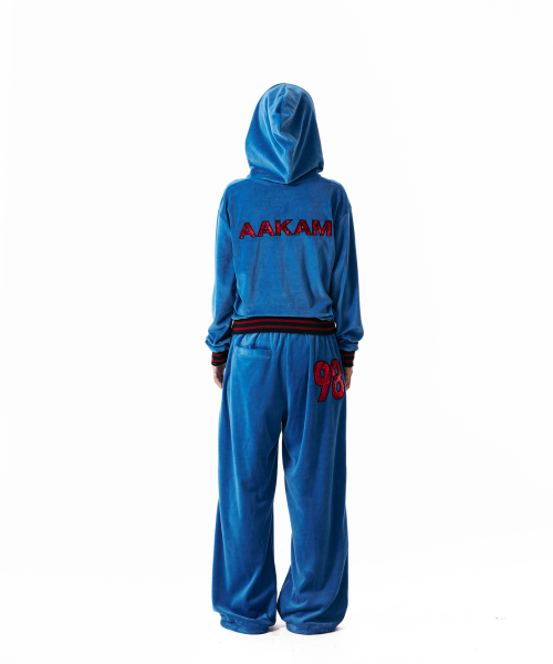 98 Patch Velour Zip-Up Hoodie (Blue)