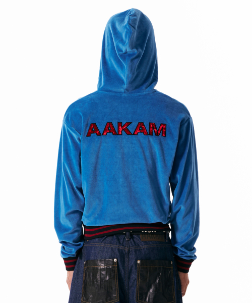 98 Patch Velour Zip-Up Hoodie (Blue)