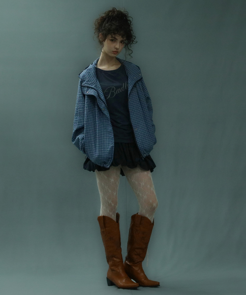 Check Hoodie Jacket Blue