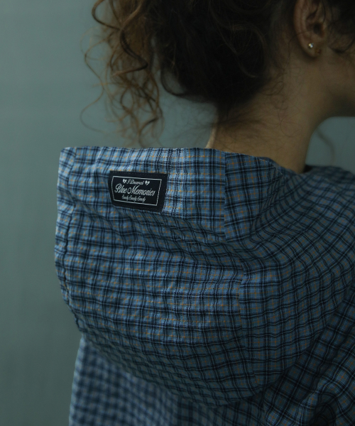 Check Hoodie Jacket Blue