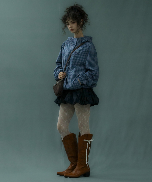 Check Hoodie Jacket Blue