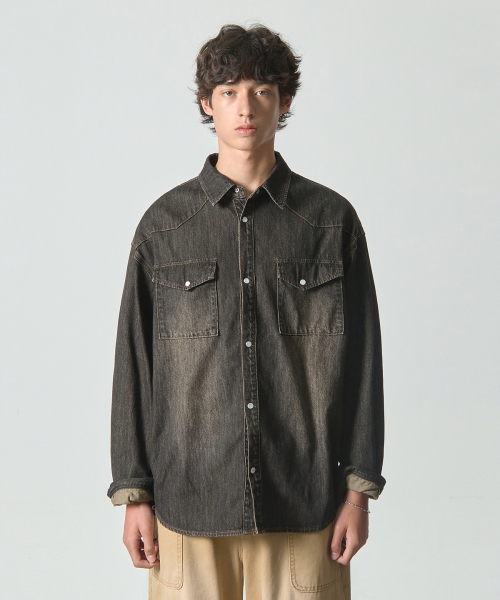BIO WESTERN DENIM SHIRT_DUST BLACK