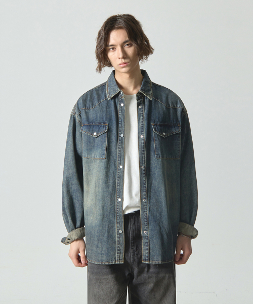 BIO WESTERN DENIM SHIRT_DUST INDIGO
