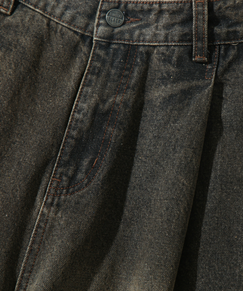 BIO WASHING WIDE CARPENTER DENIM PANTS_DUST BLACK