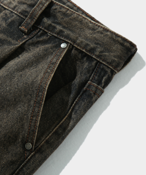 BIO WASHING WIDE CARPENTER DENIM PANTS_DUST BLACK