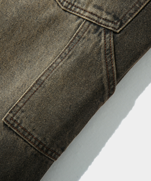 BIO WASHING WIDE CARPENTER DENIM PANTS_DUST BLACK