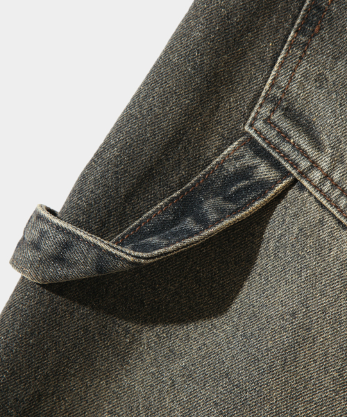 BIO WASHING WIDE CARPENTER DENIM PANTS_DUST BLACK