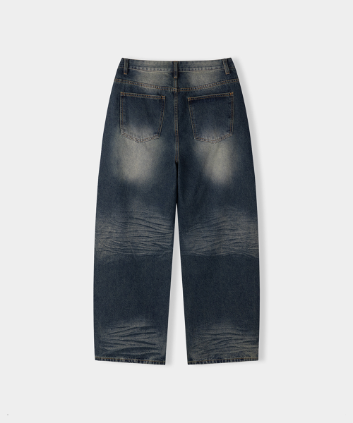 Embossed washed denim pants (Green Blue)
