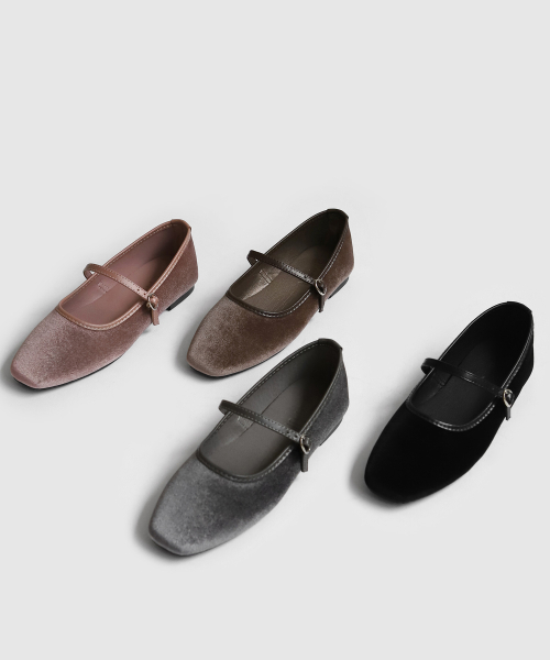 Khaila Velvet MaryJane Flats (1cm)