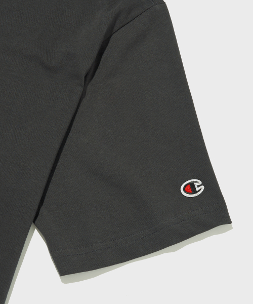 Embroidery C 로고 코튼 반팔 티셔츠 Charcoal Grey