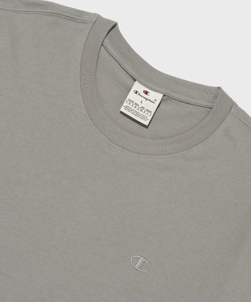 Embroidery C 로고 코튼 반팔 티셔츠 Dark Grey