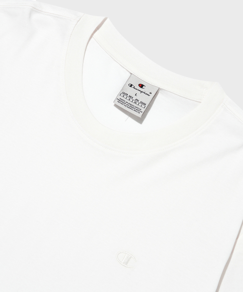 Embroidery C 로고 코튼 반팔 티셔츠 White