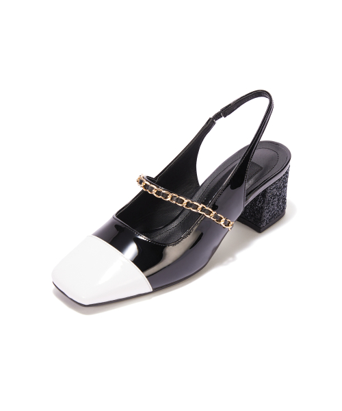 Square Maryjane Slingback [Black Patent]