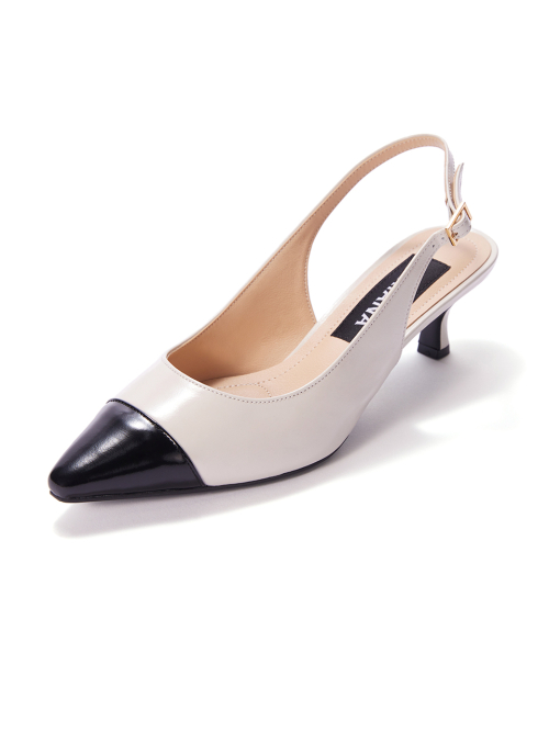 Stiletto Slingback [Cream+Black]