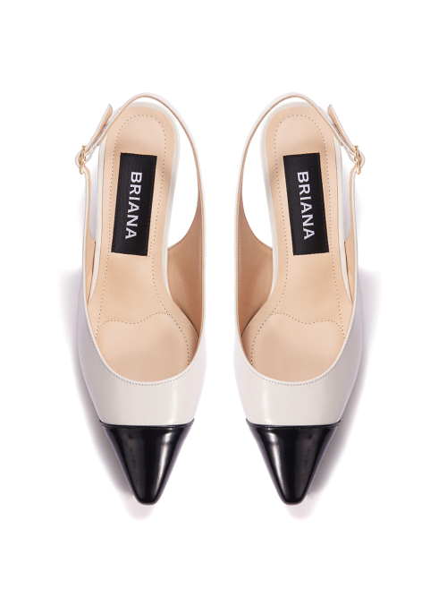 Stiletto Slingback [Cream+Black]