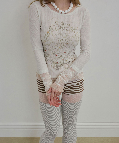 Triple Lace Layered Tee Ivory