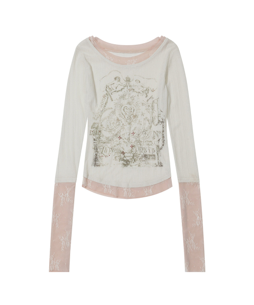 Triple Lace Layered Tee Ivory