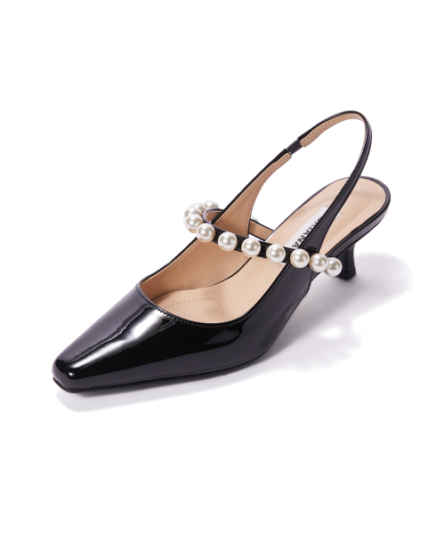 Pearl Slingback [Black Patent]