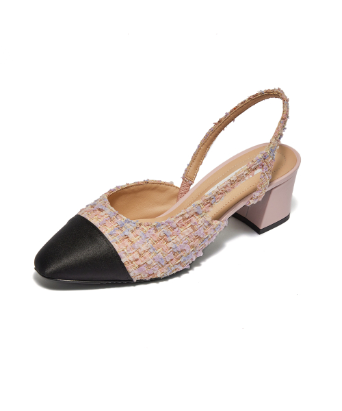 Two-tone Combi Slingback [Light Pink Tweed]