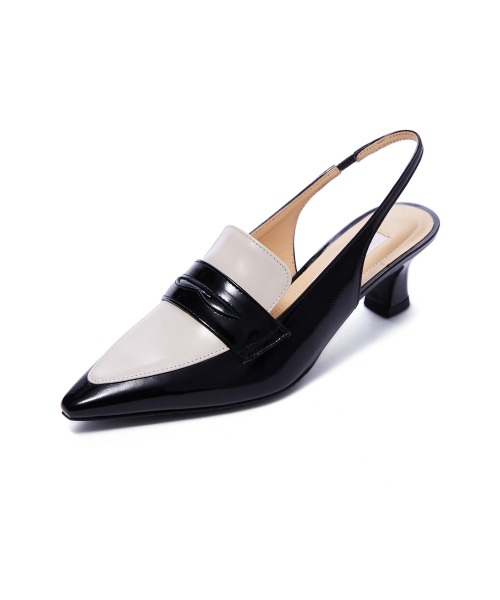 Two-tone Combi Slingback [Black&Cream]