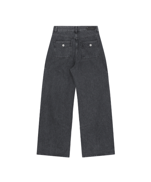 Pocket denim wide pants CHARCOAL
