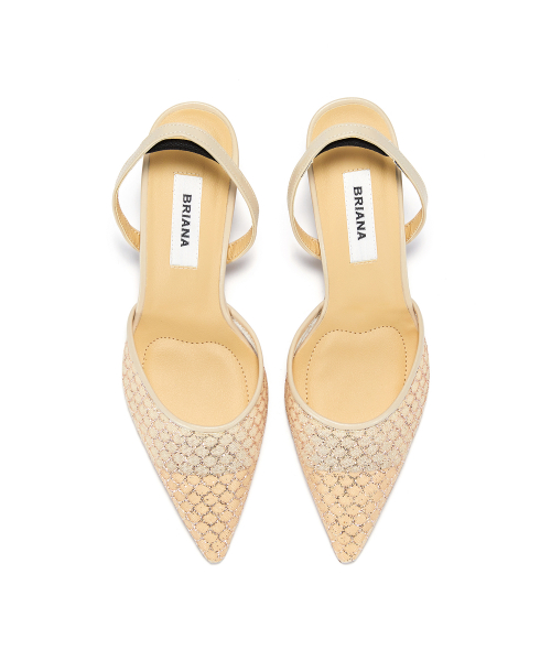 Mesh Slingback [Beige Glitter]