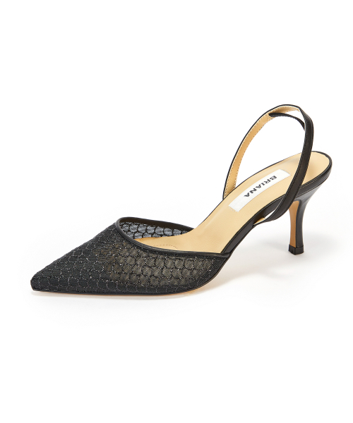 Mesh Slingback [Black Glitter]