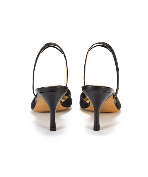 Mesh Slingback [Black Glitter]
