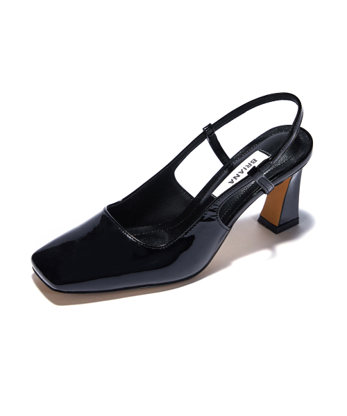 Square Slingback [Black Patent]