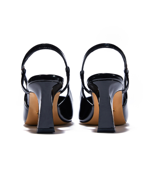 Square Slingback [Black Patent]