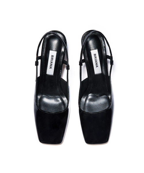 Square Slingback [Black Patent]