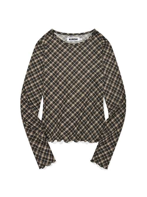CHEEKCHECK SLIM-FIT T-SHIRT [BROWN]