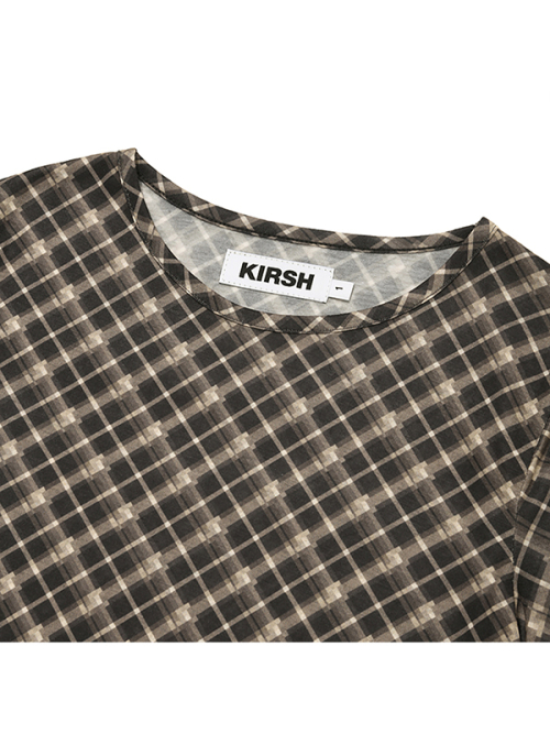 CHEEKCHECK SLIM-FIT T-SHIRT [BROWN]