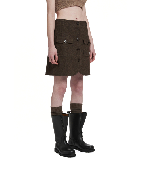 Buttoned Miniskirt_Brown