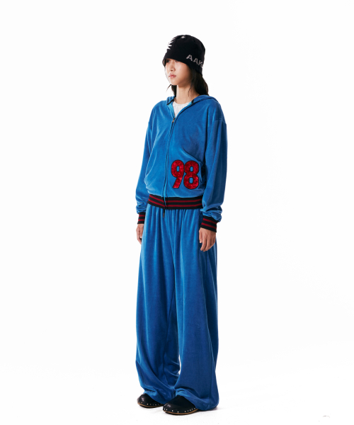 98 Patch Velour Pants (Blue)