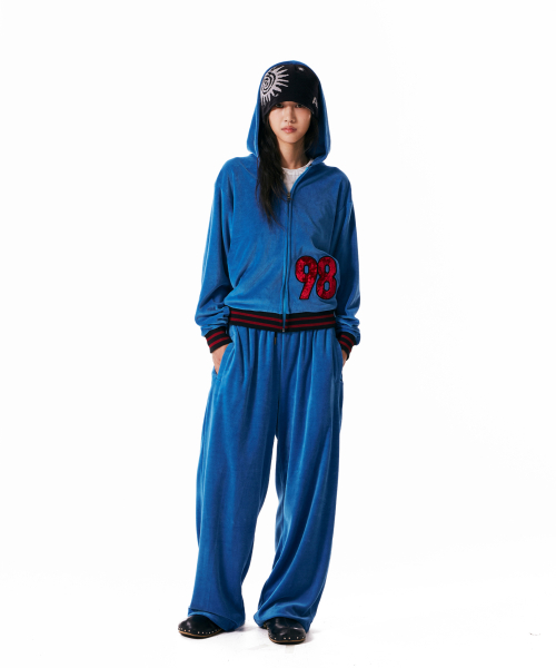 98 Patch Velour Pants (Blue)