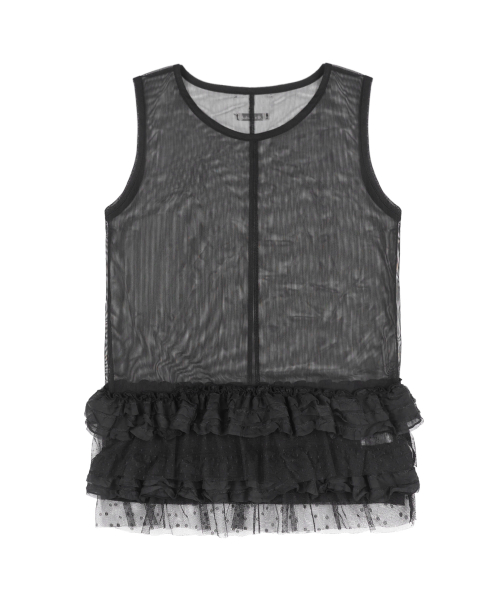 DOT LAYERED DRESS (BLACK)_F24ZD880