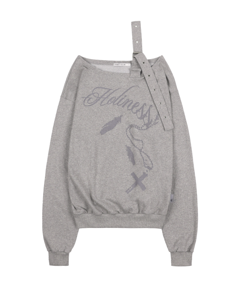 ONE-SHOULDER BUCKLE SWEATSHIRT (MELANGE GRAY)_F24ZB063
