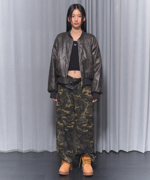 CARPENTER LETTERING DENIM PANTS (KHAKI CAMO)_F24ZD884